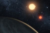 Kepler-16b, den första planet som upptäckts som cirklar kring två solar.