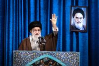 Irans högste ledare, ayatolla Ali Khamenei under sitt tal.