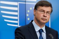 EU-kommissionens vice kommissionsordföranden Valdis Dombrovskis. Arkivbild.