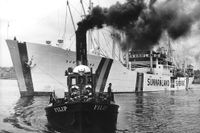 Sunnanland anländer till Göteborg från San Antonio och Valparaiso 31 augusti 1942. Sunnanland gjorde sammanlagt 11 Lejdresor. Svenska Orientlinjen (Broströms) hade 7 lastfartyg i Lejdtrafik som gjorde sammanlagt 53 seglatser.