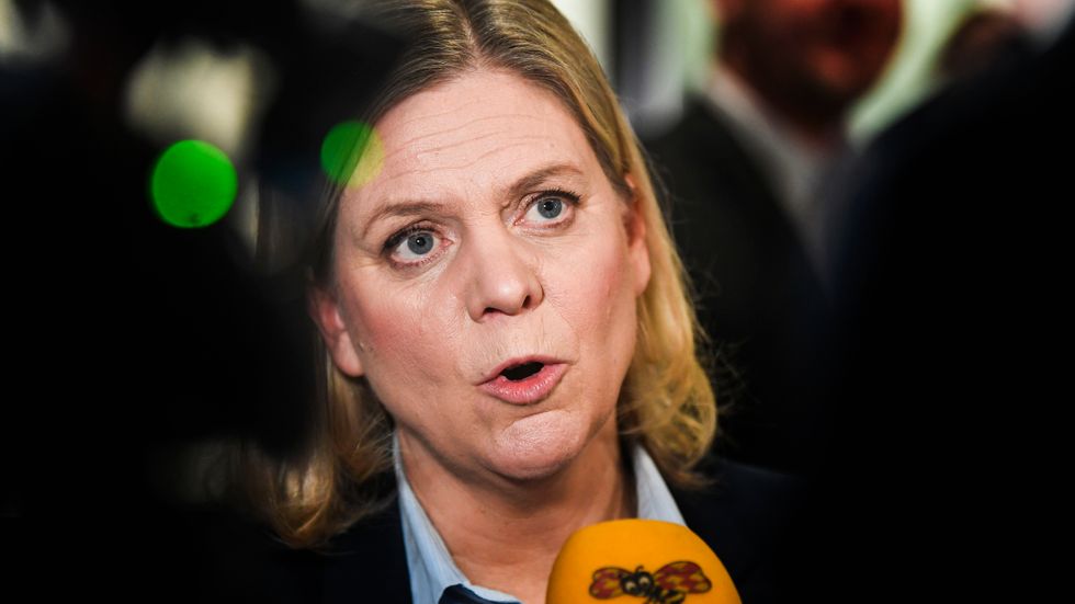 Magdalena Andersson efter partiledardebatten i TV4. 