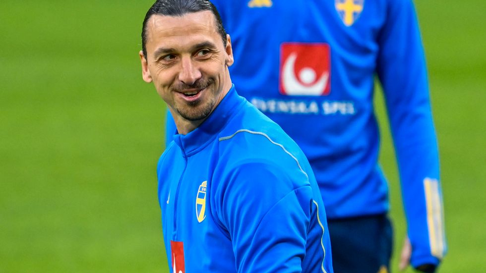 Zlatan Ibrahimovic under herrlandslagets tisdagsträning på Friends arena i Solna.