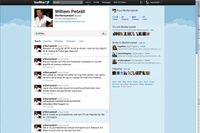 Skärmdump av William Petzälls twitterkonto, som uppges ha blivit kapat.