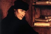 Quentin Matsys berömda porträtt av Erasmus av Rotterdam från 1517.