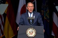 George W Bush gjorde en rejäl felsägning vid ett framträdande i Dallas. Arkivbild.