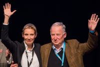 Alice Weidel, till vänster, och Alexander Gauland är högerpopulistiska AFD:s toppkandidater inför valet till förbundsdagen i september.