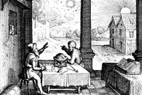 Astrologer i färd med att ställa ett horoskop, ur Robert Fludds ”Utriusque cosmi historia”, 1617–19.