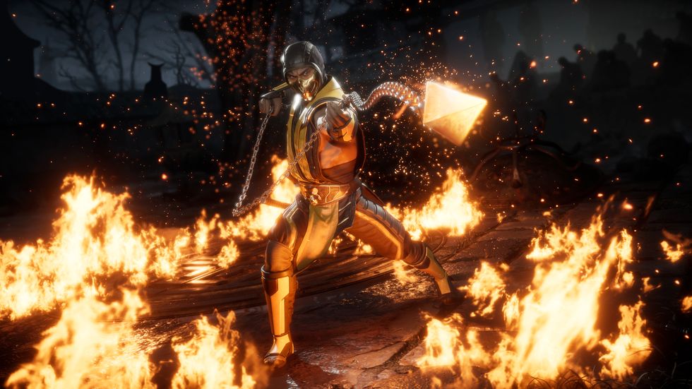 Scorpion är en klassisk spelfigur i "Mortal kombats" universum. I elvan är han tillbaka, men den här gången kan han – liksom de andra spelbara karaktärerna – anpassas mer än någonsin för att passa spelarens egen stil. Pressbild.