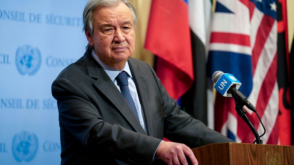 FN:s generalsekreterare António Guterres fördömer Rysslands agerande.