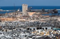 Stora delar av Medelhavspärlan Beirut förstördes i den våldsamma explosionen den 4 augusti förra året. Arkivbild.