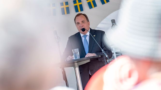 Statsminister Stefan Löfven under förra årets nationaldagsfirande i Lund.