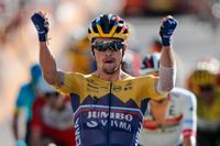 Primoz Roglic kunde jubla efter segern i den fjärde etappen av 21 i årets Tour de France.