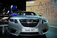 Bilsalongen i Geneve 2010 – nya Saab 9-5 ställs ut.