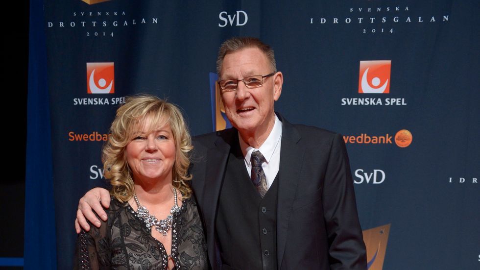 Ulf Lyfors, med hustrun Marika Domanski Lyfors, som också varit svensk förbundskapten, på Idrottsgalan 2014. Ulf Lyfors blev 78 år.
