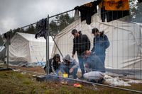 Migranter i ett nybyggt läger söder om huvudstaden Vilnius i Litauen.