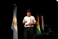 Bolivias tidigare president Evo Morales under en presskonferens i Argentinas huvudstad Buenos Aires i torsdags.