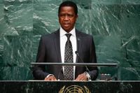 Zambias president Edgar Lungu i FN:s generalförsamling för några veckor sedan.