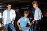 A-ha med från vänster Morten Harket, Magne Furuholmen och Paul Waaktaar 1985.