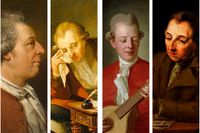 Fyra nyanser av Carl Michael Bellman (1740–1795).