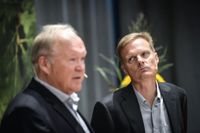 Swedbank styrelseordförande Göran Persson och bankens nye vd Jens Henriksson.