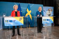 Statsminister Magdalena Andersson (S) och EU-kommissionens ordförande Ursula von der Leyen höll gemensam pressträff.