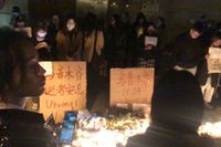 Protester i Shanghai mot covidrestriktioner. Arkivbild.