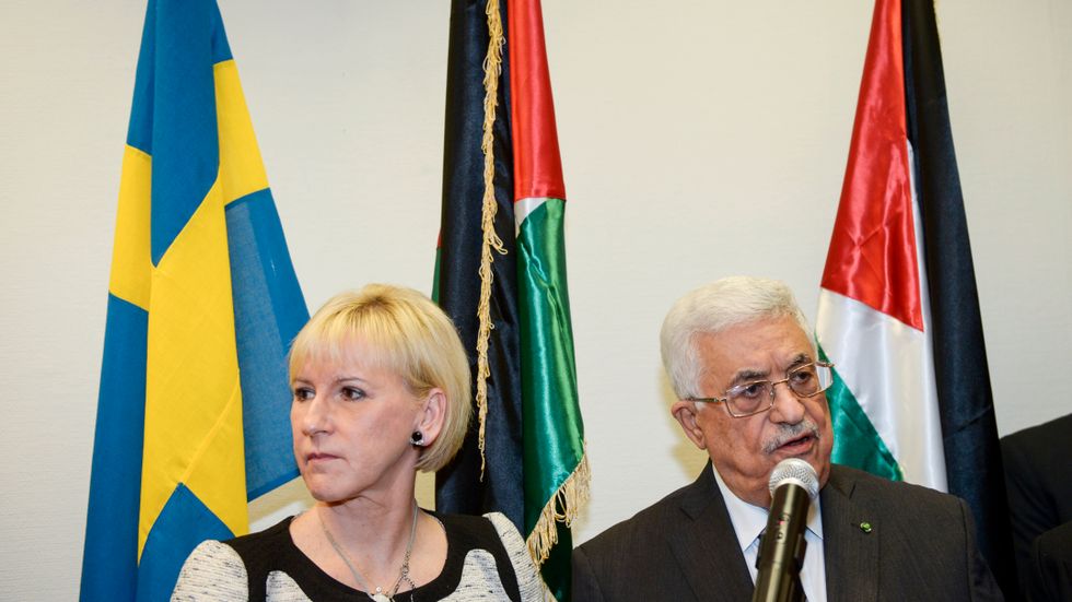 Utrikesminister Margot Wallström och president Mahmoud Abbas.