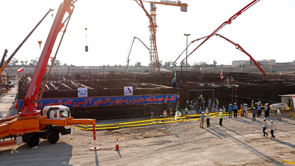 Reaktorbygge i Bushehr i Iran 2019. Arkivbild.