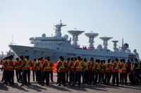 Det kinesiska fartyget Yuan Wang 5 ankom hamnen Hambantota, Sri Lanka, på tisdagen.