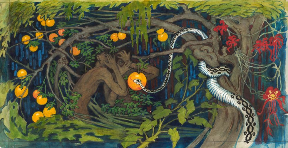 Tyra Kleen, ”Förbjuden frukt”, 1915, akvarell. 