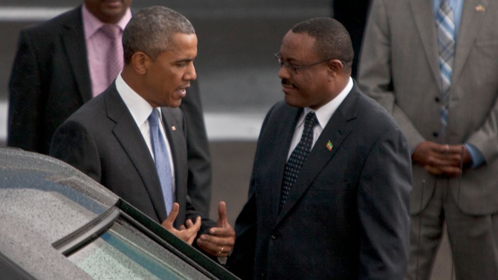 Barack Obama är nu på plats i Etiopiens huvudstad Addis Abeba.