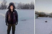 Dalgången i Nikkaluokta. När bilden till höger togs vid 10-tiden på torsdagsförmiddagen var temperaturen 38,3 grader.