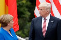 Tysklands förbundskansler Angela Merkel och USA:s president Donald Trump vid G7-mötet.