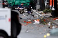 Teknisk undersökning av West 23rd street i New York där en av explosionerna inträffade på lördagen.