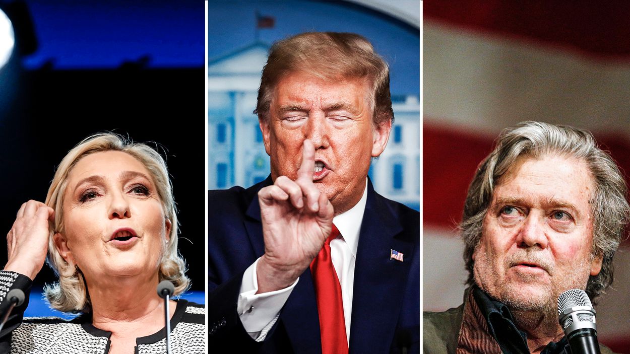 Marine Le Pen, Donald Trump och Steve Bannon.