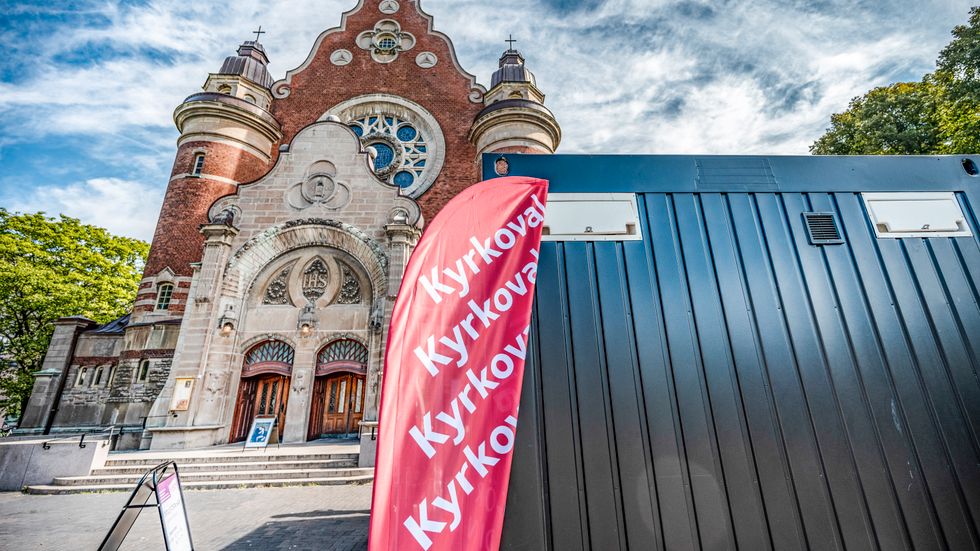 Förtidsröstning inför kyrkovalet vid S:t Johannes kyrka i Malmö.