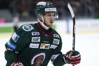 Frölundas Matt Donovan har gjort sitt andra mål 2-1 under lördagens ishockeymatch i SHL mellan Frölunda HC och Luleå HF i Scandinavium.