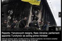Kiev Posts huvudartikel just nu. Tidningen skriver att presidenten avgått och flytt landet.
