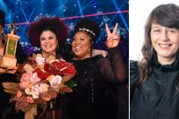 Dina Yonas Manna Loulou Lamotte och Ashley Haynes i The Mamas vinner Melodifestivalens final 2020. 