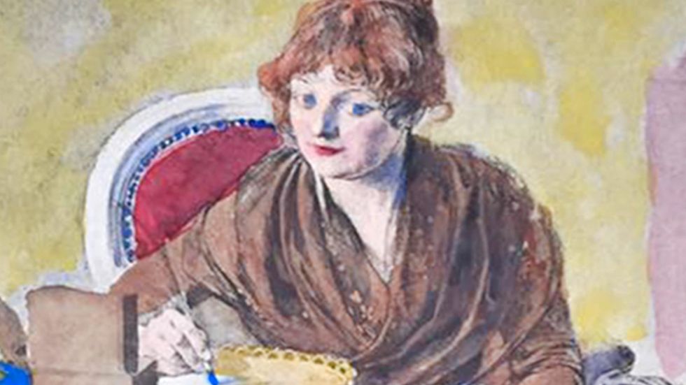 Anna Maria Lenngren målad av Carl Larsson (bilden är beskuren). 