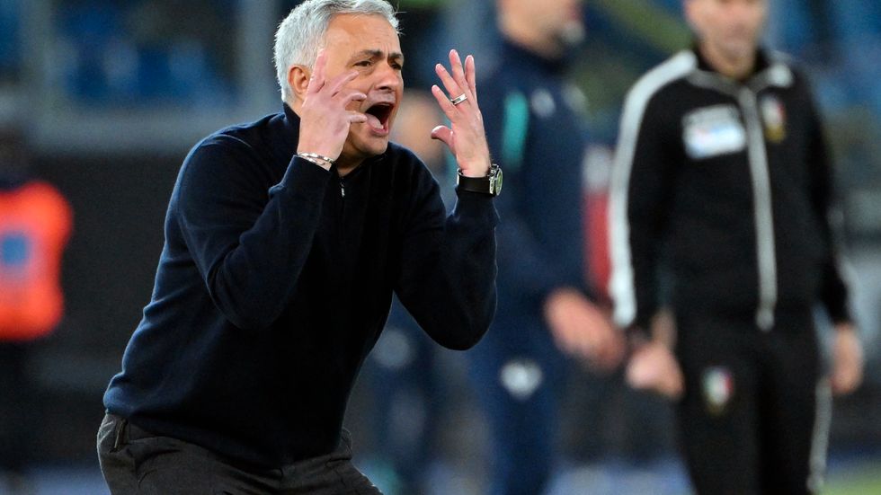 José Mourinho under matchen mellan Roma och Hellas Verona i lördags.