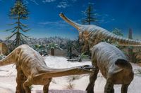 Fossil från en släkting till arten europeisk plateosaurus har hittats på Grönland. Arkivbild