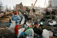 Raserad byggnad i Donetsk i östra Ukraina, den 2 februari i år.