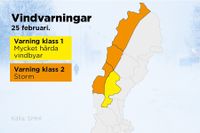 Stormvarning i Jämtlands- och Lapplandsfjällen.