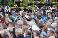 Kungafamiljen under nationaldagsfirandet på Skansen i Stockholm.