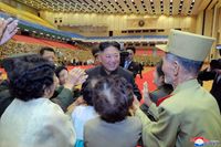 Nordkoreas ledare Kim Jong-Un under en veterankonferens i huvudstaden Pyongyang den 29 juli.