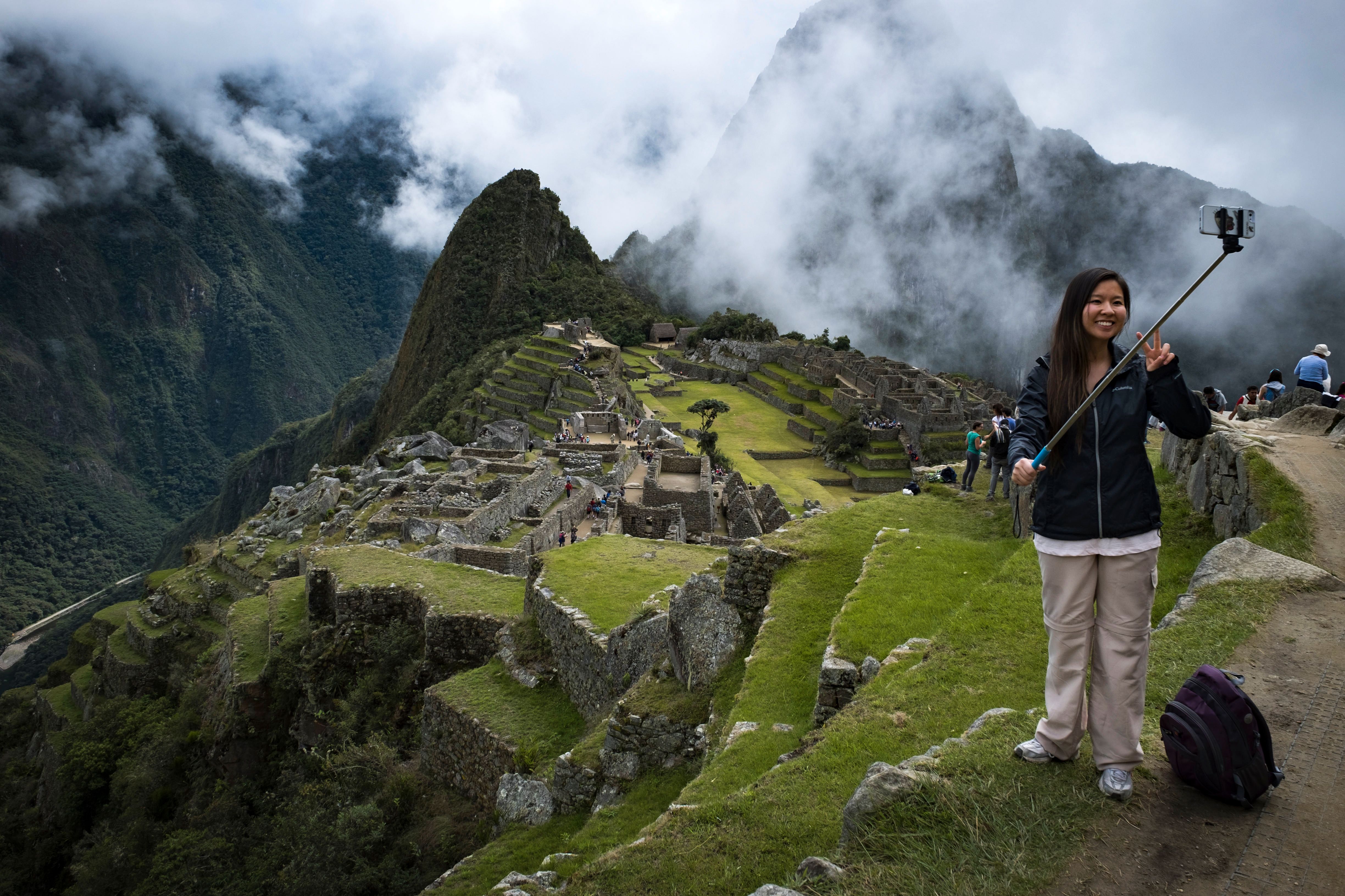 Som gjort för Facebook: en selfie på Machu Picchu.