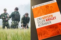 Debattörerna har i en undersökning tittat på effekten av broschyren ”Om krisen eller kriget kommer”. Till vänster hemvärnet under skogsbranden i Västmanland 2014.