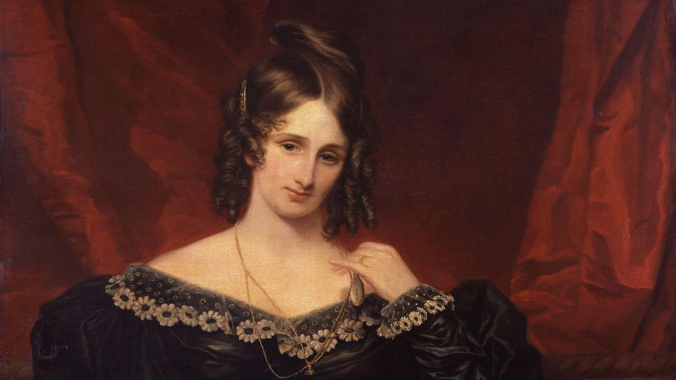Mary Shelley (1797–1851), avporträtterad av konstnären Samuel John, 1831. 