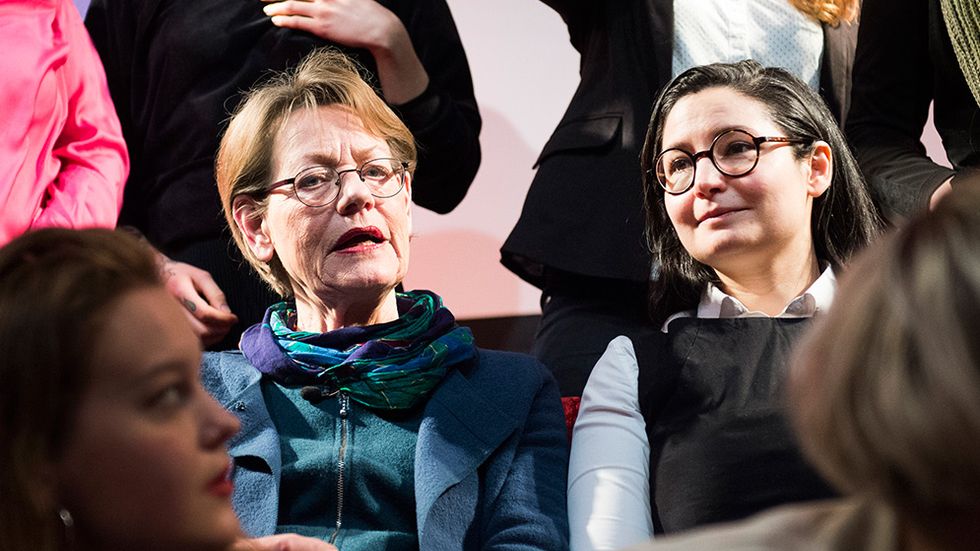 Gudrun Schyman och Gita Nabavi, partiledare för Feministiskt initiativ. 